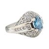 Image 1 : 1.52 ctw Blue and White Diamond Ring - 14KT White Gold