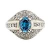 Image 2 : 1.52 ctw Blue and White Diamond Ring - 14KT White Gold