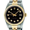 Image 1 : Rolex Mens 36mm Two Tone Yellow Gold Black Diamond DateJust Wristwatch