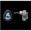 Image 2 : 1.65 ctw Blue Topaz and Sapphire Earrings - 14KT White Gold