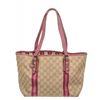 Image 1 : Gucci Beige Brown Monogram Canvas Pink Leather Tote Shoulder Bag