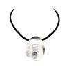 Image 2 : Matte Oval Pendant Leather Necklace - Rhodium Plated