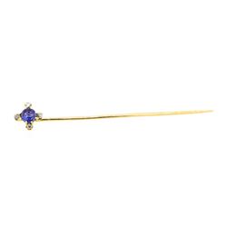 0.25 ctw Sapphire and Diamond Stick Pin - 10KT Yellow Gold