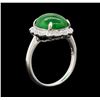 Image 4 : 4.63 ctw Jade and Diamond Ring - Platinum