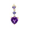 Image 1 : 1.00 ctw Amethyst, Tanzanite and Diamond Pendant - 14KT Yellow Gold