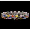 Image 2 : 14KT White Gold 24.48 ctw Multicolor Sapphire and Diamond Bracelet