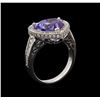 Image 4 : 5.65 ctw Tanzanite and Diamond Ring - 14KT White Gold