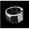 Image 1 : 1.20 ctw Blue Sapphire and Diamond Ring - Platinum