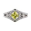 Image 2 : 1.20 ctw Yellow and White Diamond Ring - 14KT White Gold
