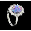 Image 4 : 1.28 ctw Opal And Diamond Ring - 18KT White Gold