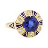 Image 1 : 2.80 ctw Sapphire And Diamond Ring - 14KT Yellow Gold
