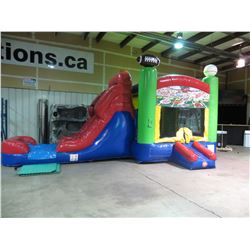 SPORTS COMBO WET AND DRY INFLATABLE ADVENTURE PLAYGROUND  28' L X 13'W X 14' HEIGHT (WEIGHS 286