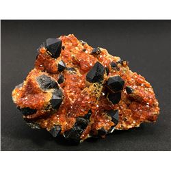 Spessartine and Quartz v. Smoky from Wushan Spessartine Mine, China