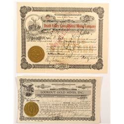 Death Valley Mining Stock Certificates