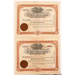 Hunton Mining Company Stock Certificate Pair