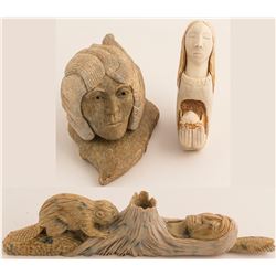 Three Native American carvings