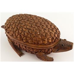Wicker, Bamboo and Wood Turtle Basket