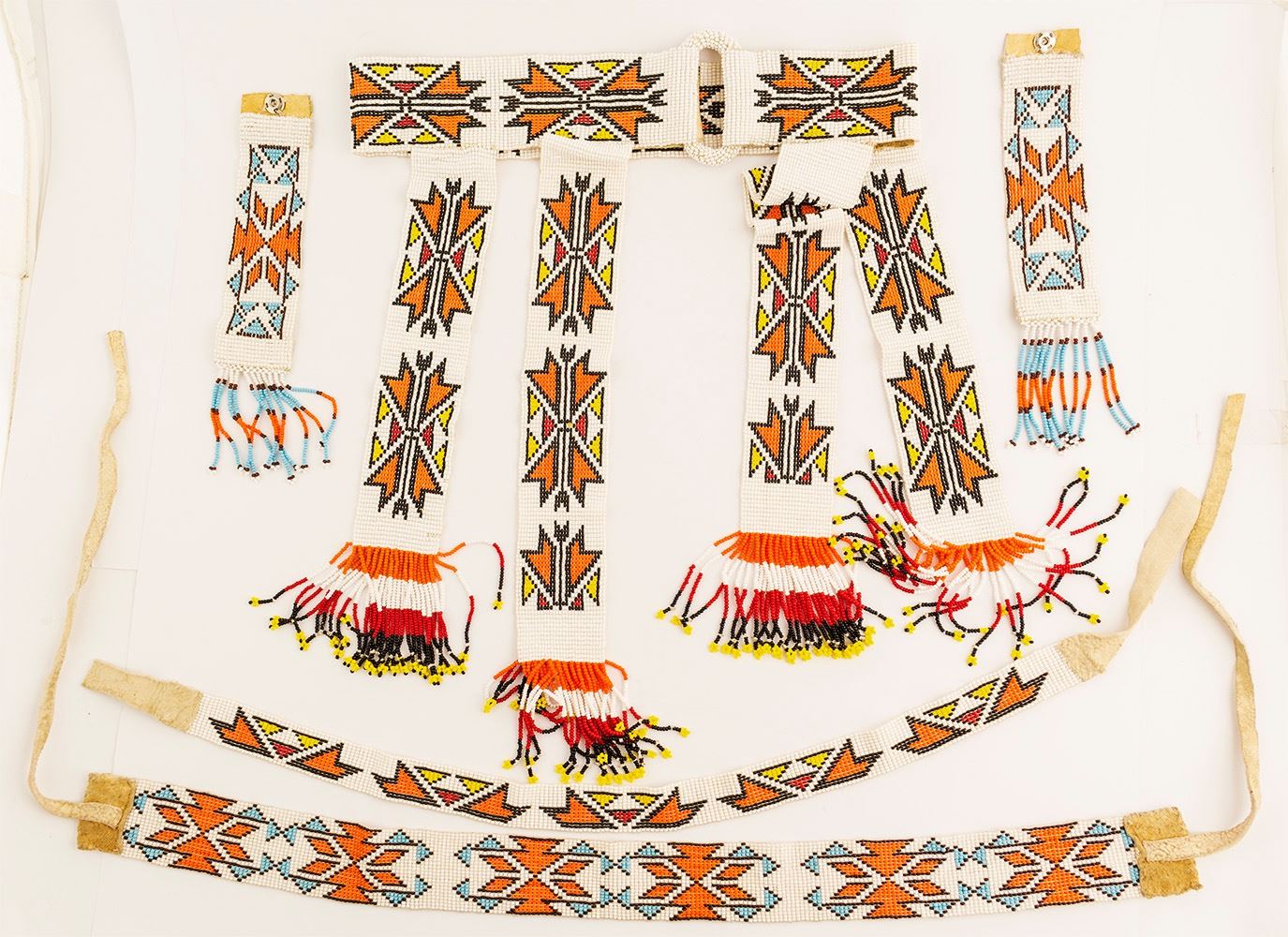 Paiute Ceremonial Beaded Belt, Wristbands and Headbands