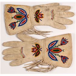 Beaded Leather Gauntlet Gloves