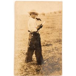 Real Photo Postcard Cowboy in Chaps 1912