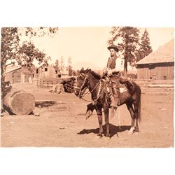 Cabinet Card of a Cowboy and Horse