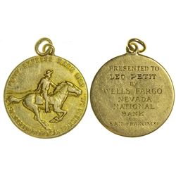 Rare Gold Pony Express Race, Wells Fargo Medal
