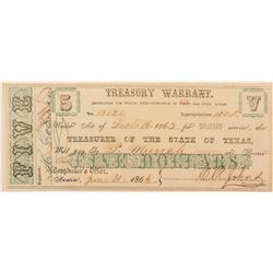 Texas Treasury Warrant 1864