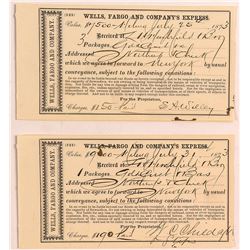 Two Montana Wells Fargo Gold Dust Receipts