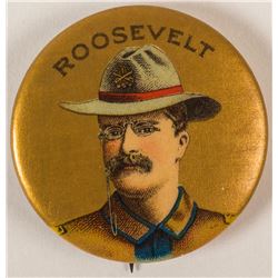 Rare Theodore Roosevelt Button w/ Army Hat