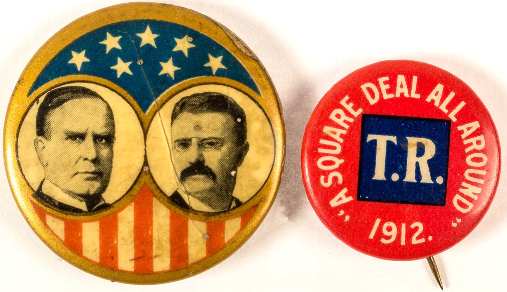 2 Theodore Roosevelt Political Buttons