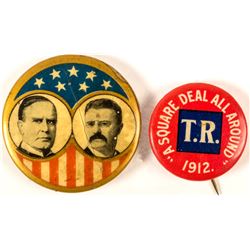 2 Theodore Roosevelt Political Buttons