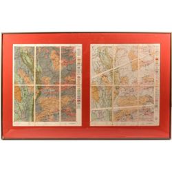 2 USGS Quadrangle Sheets, Framed, c1890