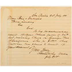 San Quentin Letter Signed by Warden in 1885