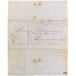 Stampless, coverless 1850 California Letter