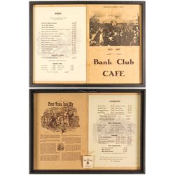 Bank Club in Elko Opening Night Menu