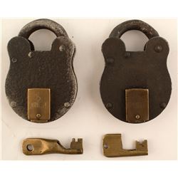 2 Antique Key Locks (with keys)