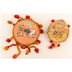 Two Vintage Tambourines--Bullfighter Images