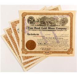 Tom Reed Gold Mines Stock Certificates (4)