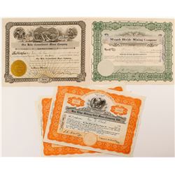 Five Nevada Mining Stock Certificates