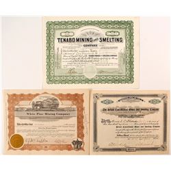 3 Different Nevada Mining Stock Certificates