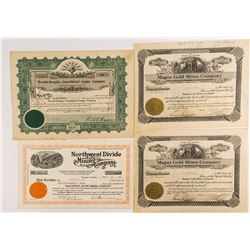 Four Nevada Mining Stock Certificates