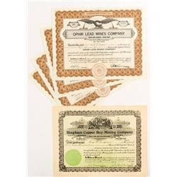 Six Utah Mining Stock Certificates