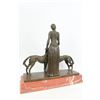 Image 4 : Friends Forever Lady with Dogs Bronze Figurine on Marble Base Statue