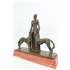 Image 5 : Friends Forever Lady with Dogs Bronze Figurine on Marble Base Statue