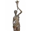 Image 2 : Victorian Lady Holding Torche Elegant Bronze Statue on Marble Base Sculpture