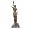 Image 4 : Victorian Lady Holding Torche Elegant Bronze Statue on Marble Base Sculpture