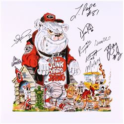 Georgia "I'm a Junkyard Dawg" 18x18 Lithograph Signed by (9) with Leonard Pope, Greg Blue, D.J. Shoc