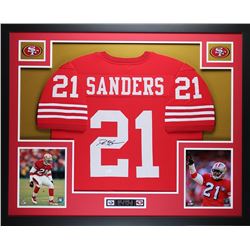 Deion Sanders Signed 49ers 35" x 43" Custom Framed Jersey (JSA COA)