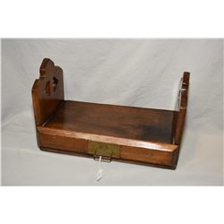 Vintage heavy wooden book rack with single drawer and brass pull