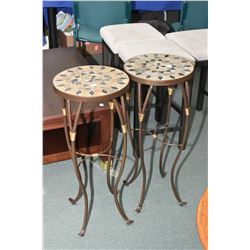 Pair of modern matching metal and tile fern stands, 30" in height